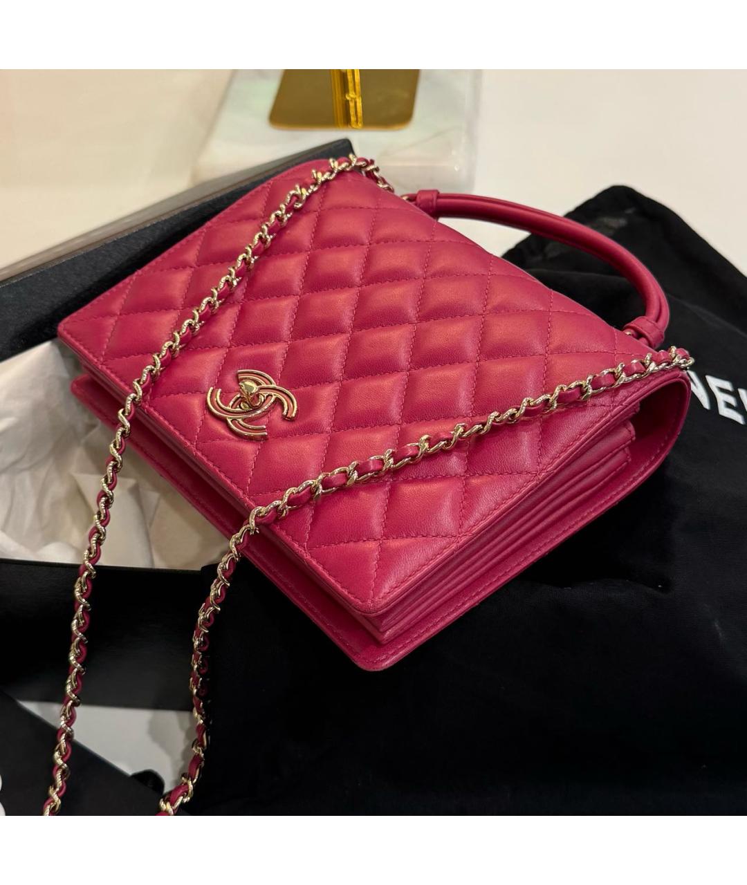 CHANEL Розовая кожаная сумка через плечо, фото 7