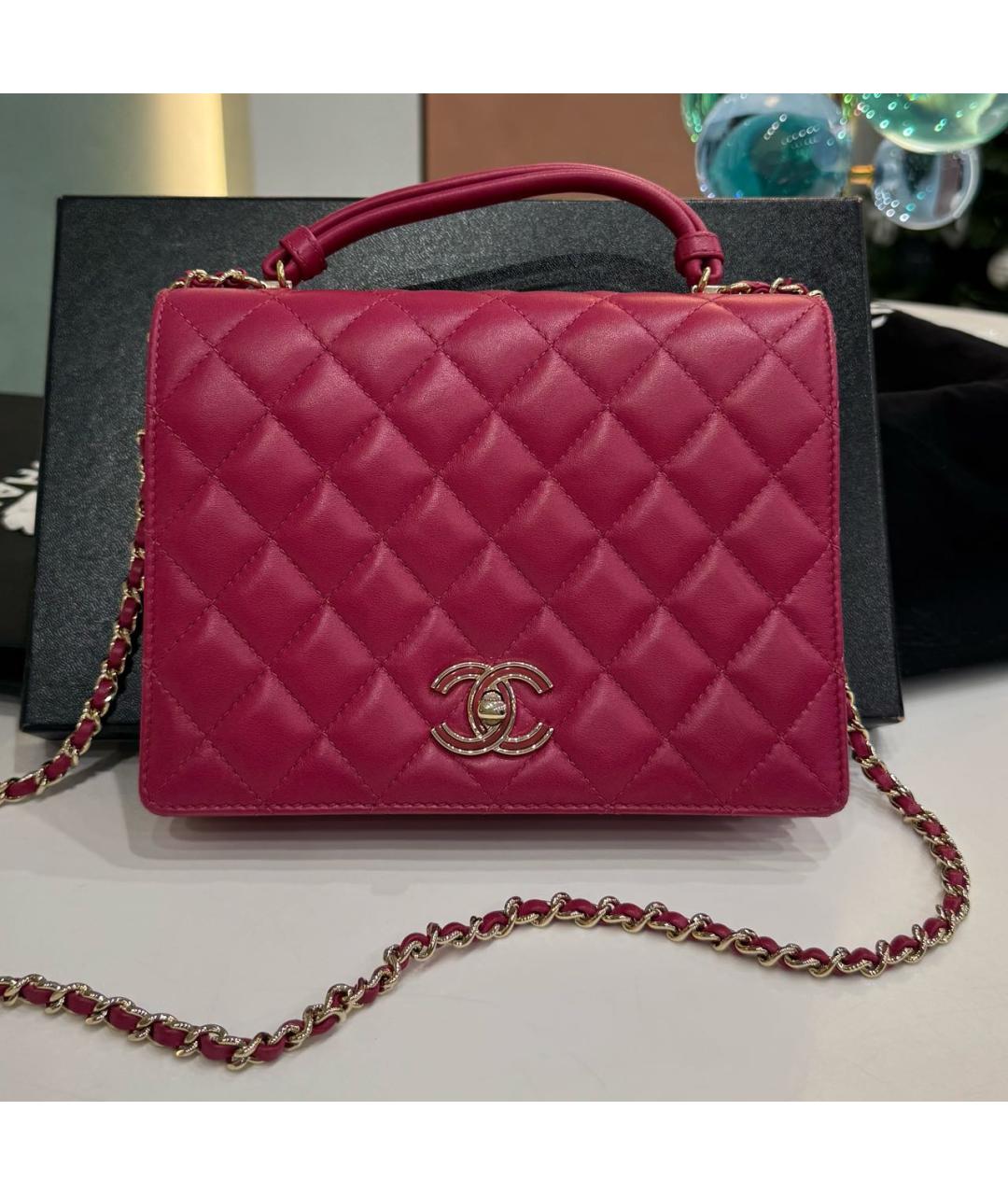 CHANEL Розовая кожаная сумка через плечо, фото 8