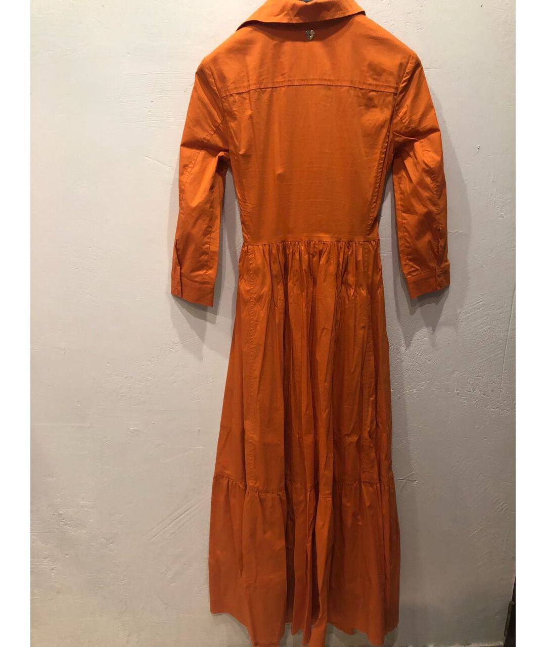 TWIN-SET Оранжевое хлопко-эластановое повседневное платье, фото 2