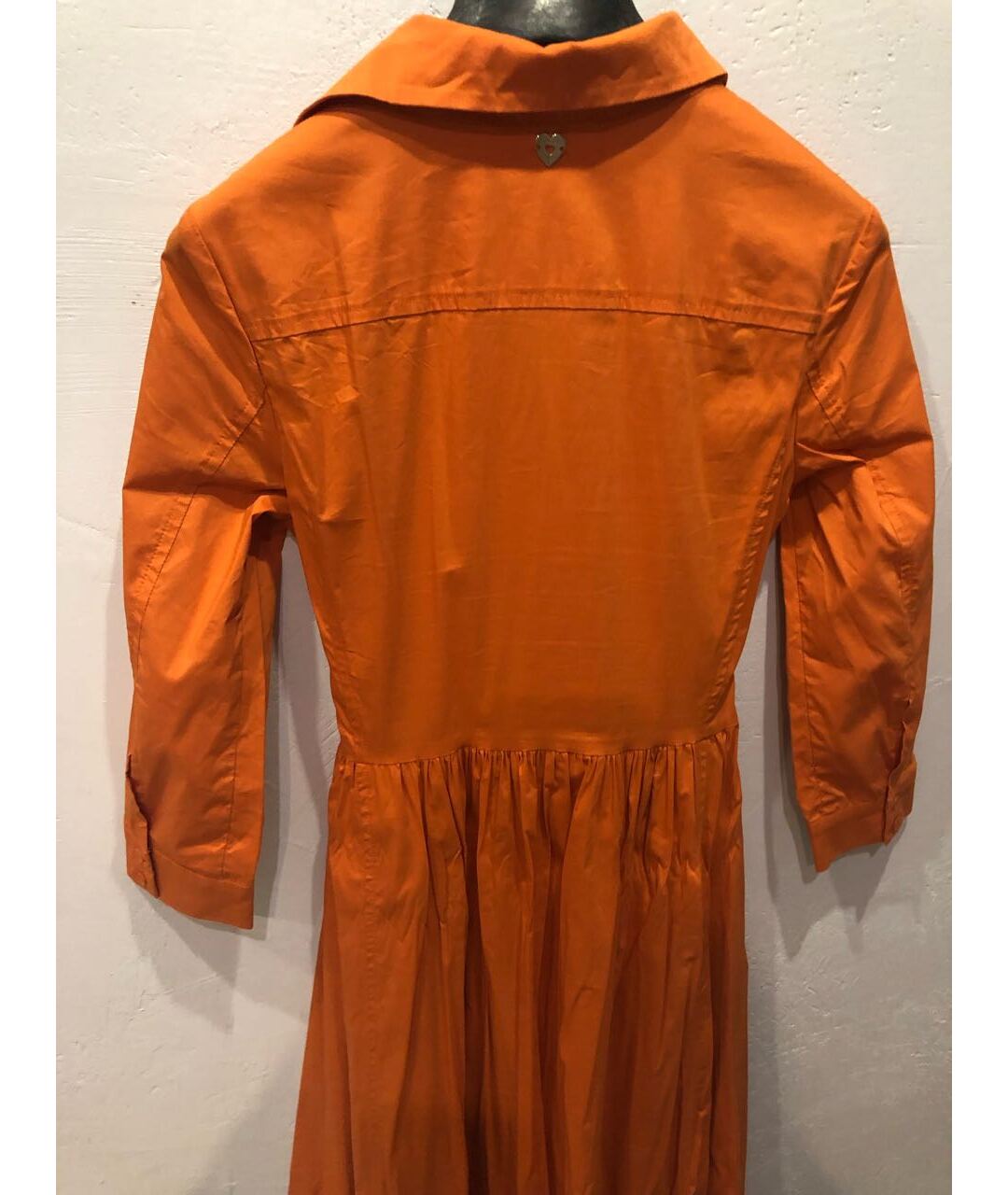 TWIN-SET Оранжевое хлопко-эластановое повседневное платье, фото 4