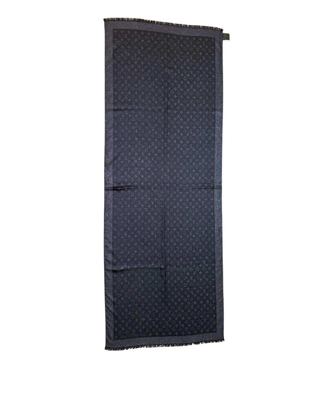LOUIS VUITTON Черный шелковый шарф, фото 1