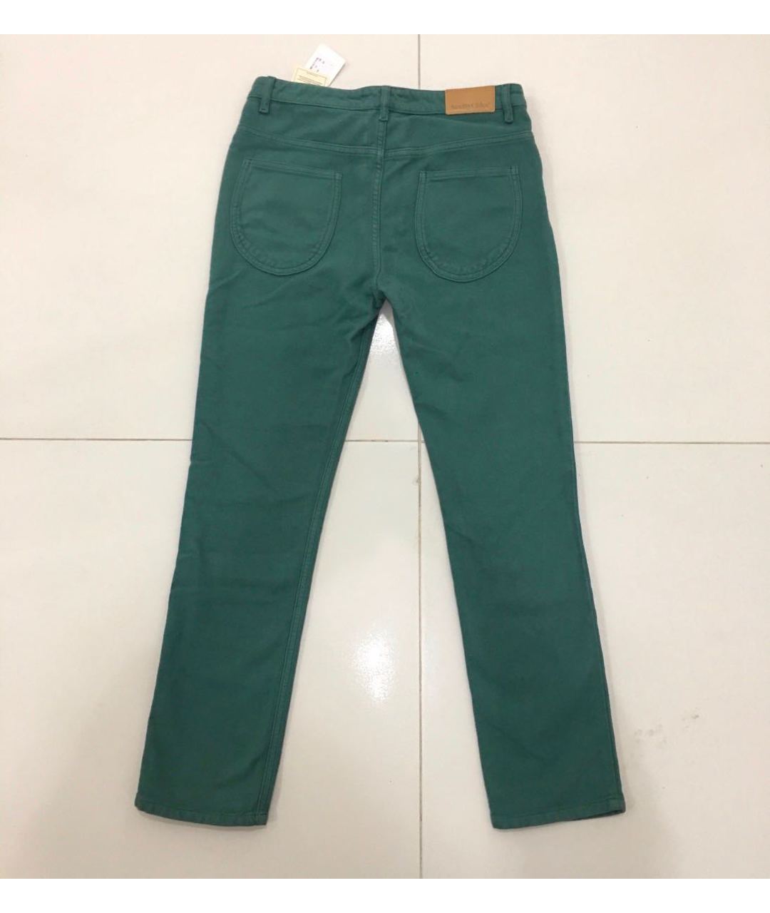 SEE BY CHLOE Зеленые хлопко-эластановые прямые джинсы, фото 5