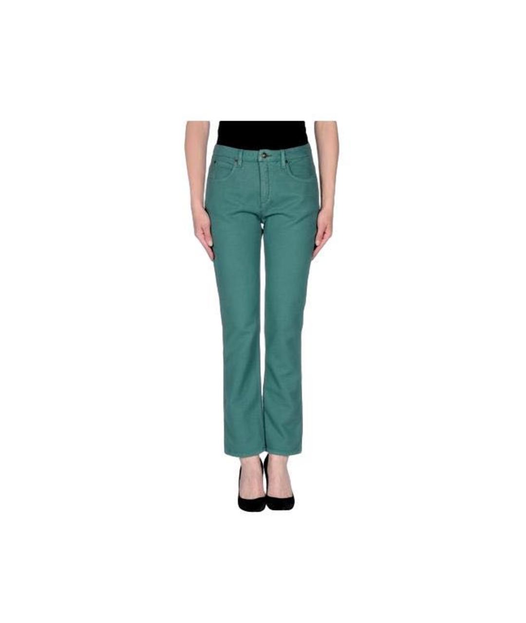 SEE BY CHLOE Зеленые хлопко-эластановые прямые джинсы, фото 8