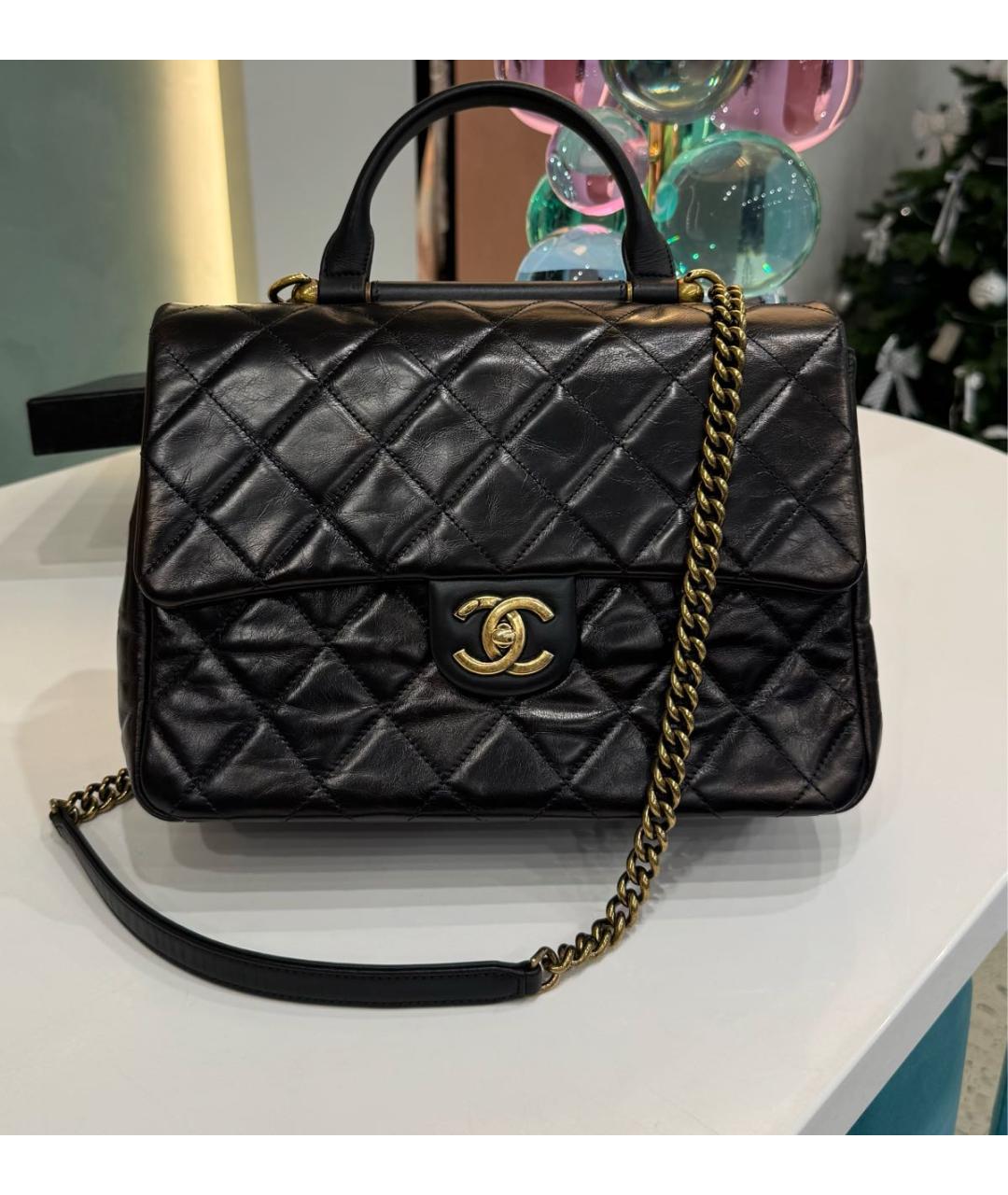 CHANEL Черная кожаная сумка через плечо, фото 9