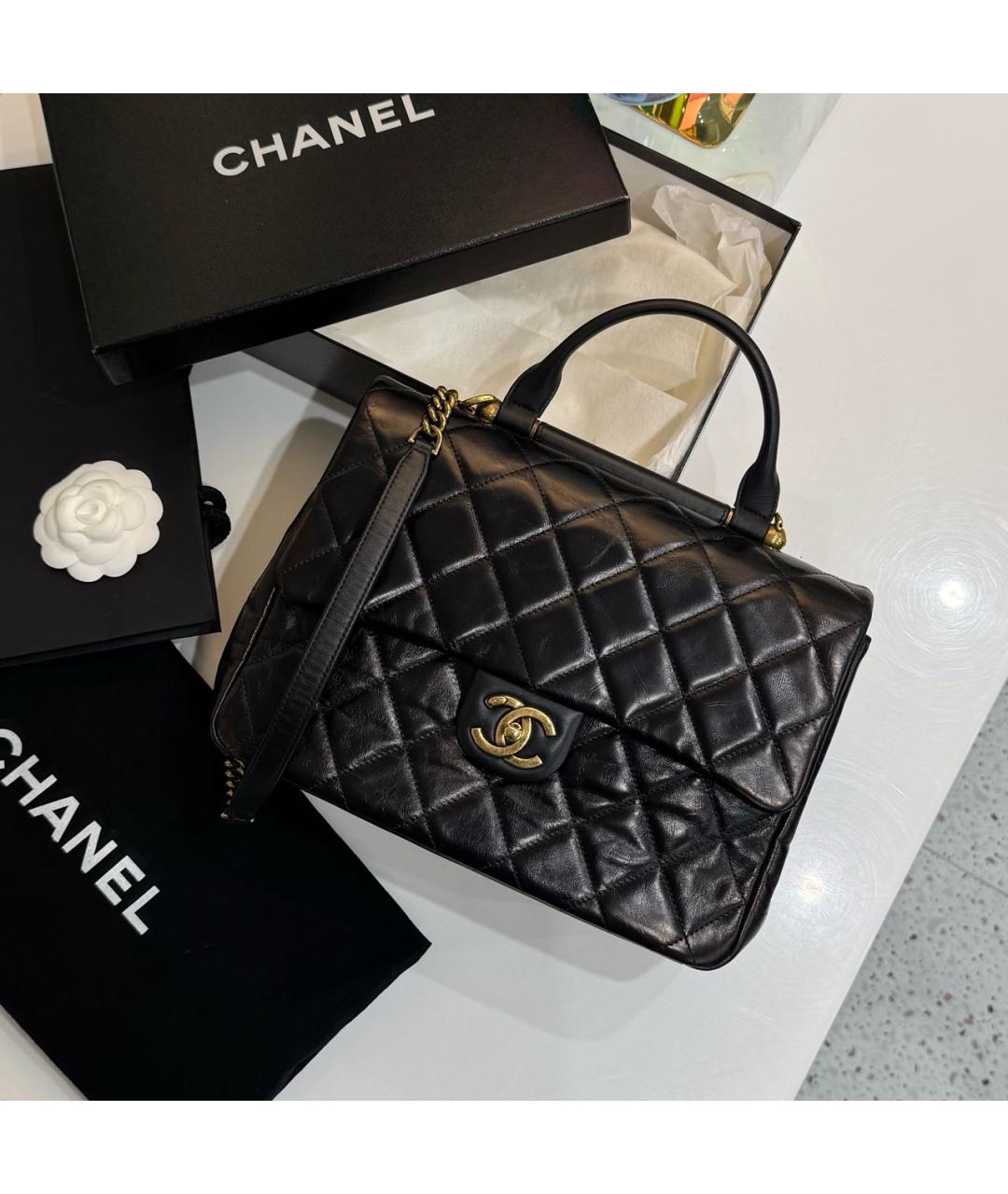 CHANEL Черная кожаная сумка через плечо, фото 8