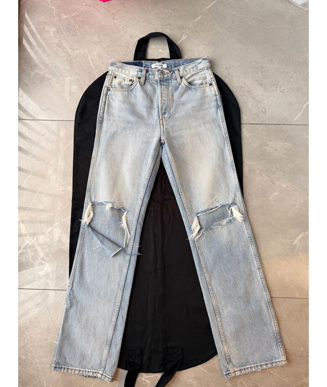 Re done Голубые хлопковые прямые джинсы, фото 6
