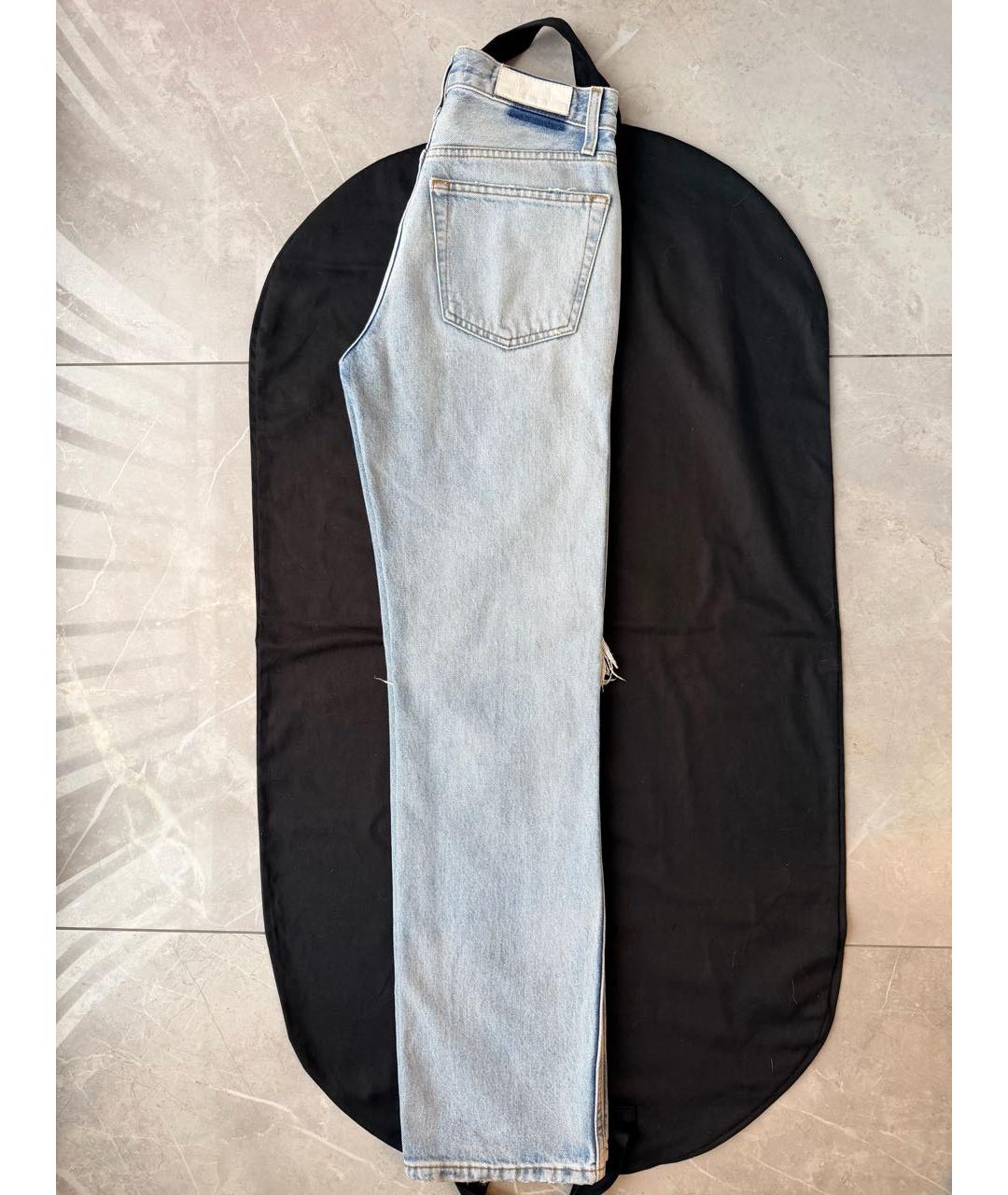 Re done Голубые хлопковые прямые джинсы, фото 4