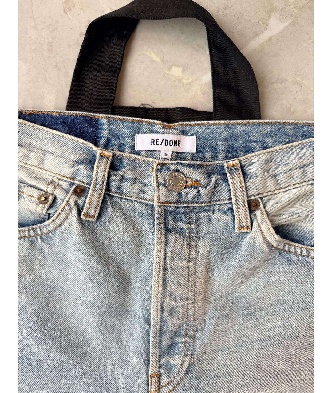Re done Голубые хлопковые прямые джинсы, фото 3