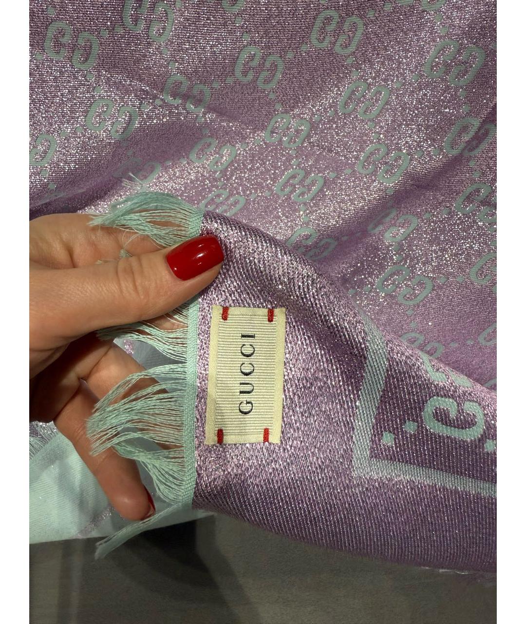 GUCCI Бирюзовый шерстяной шарф, фото 5