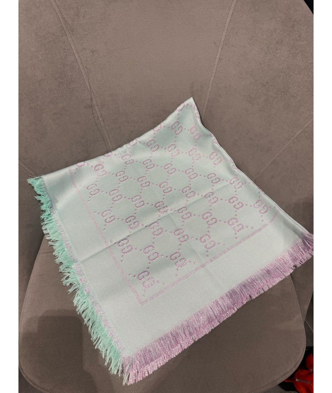 GUCCI Бирюзовый шерстяной шарф, фото 3