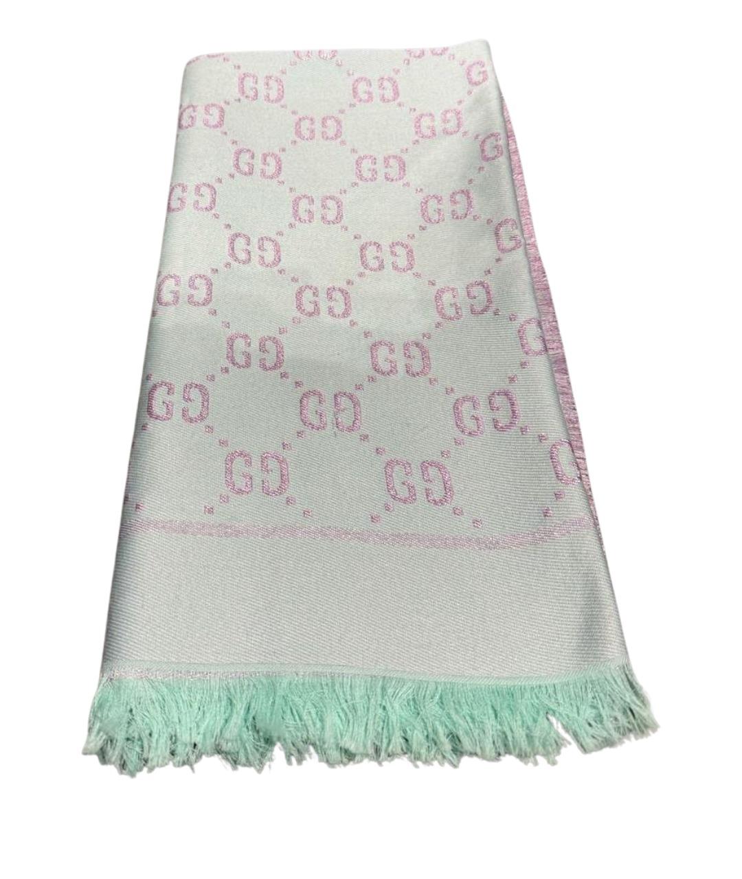 GUCCI Бирюзовый шерстяной шарф, фото 1