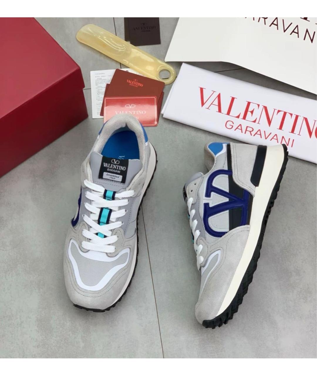 VALENTINO Серые замшевые низкие кроссовки / кеды, фото 5