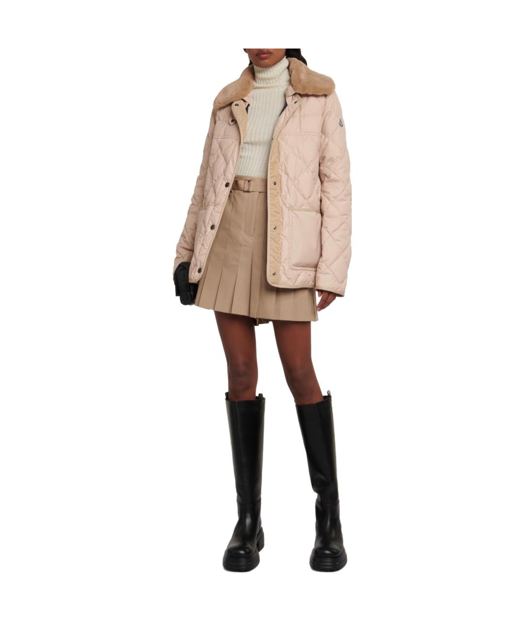 MONCLER Бежевая полиамидовая куртка, фото 2