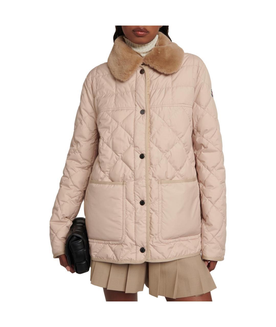 MONCLER Бежевая полиамидовая куртка, фото 4