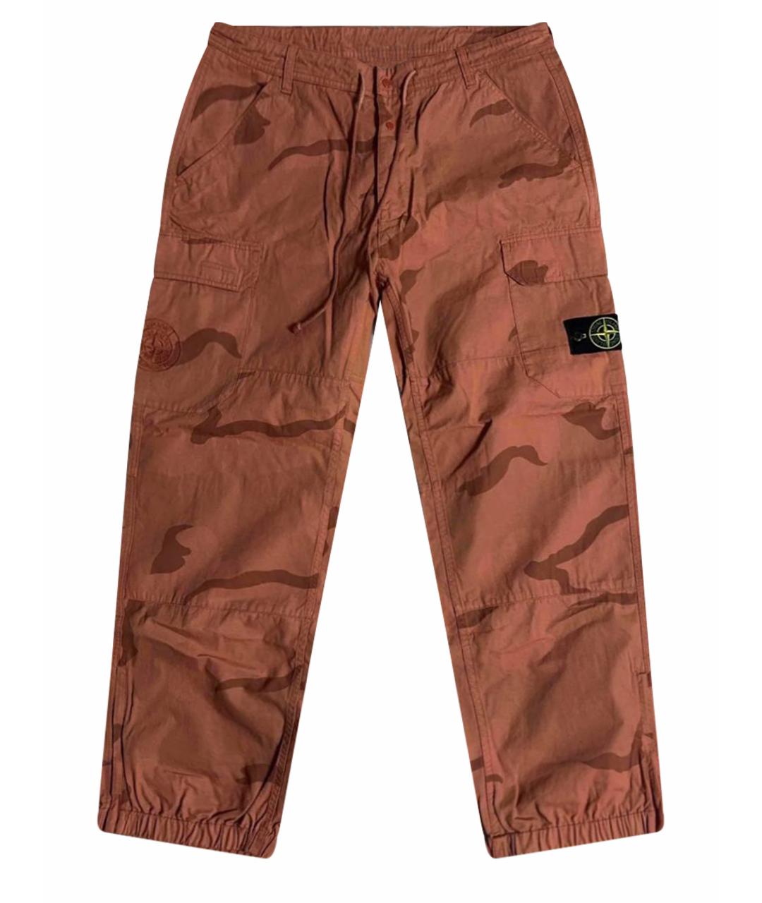 STONE ISLAND Оранжевое хлопковые повседневные брюки, фото 1