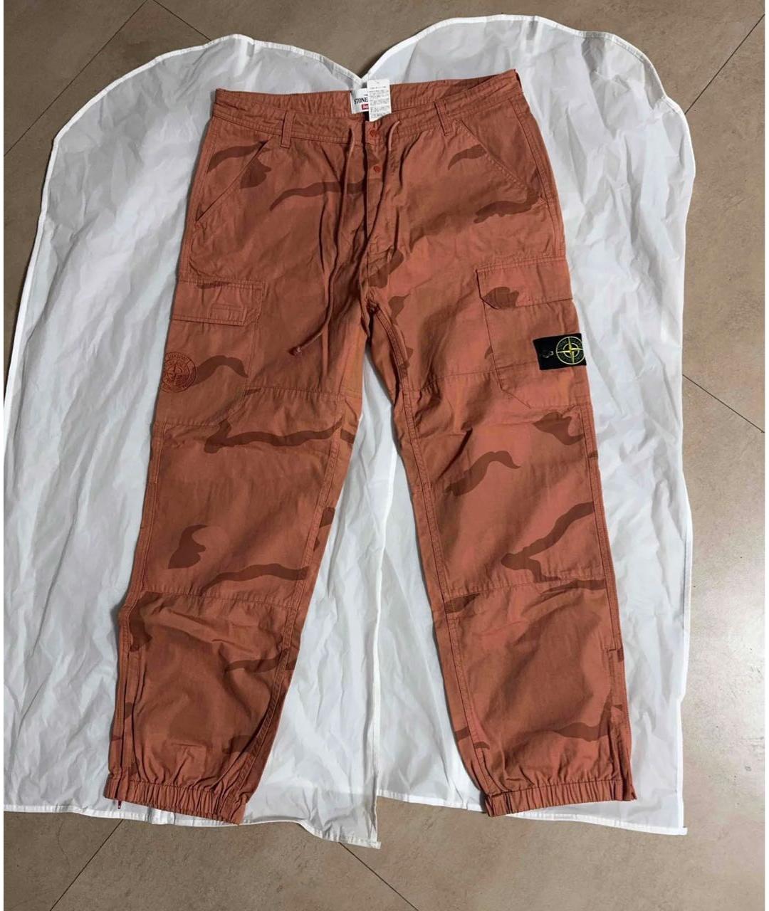 STONE ISLAND Оранжевое хлопковые повседневные брюки, фото 7