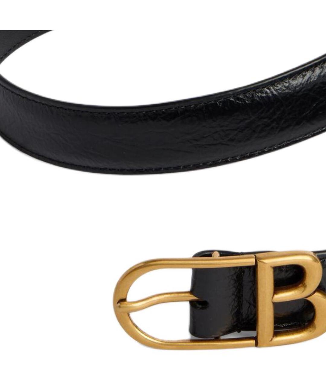 BALENCIAGA Черный кожаный ремень, фото 3
