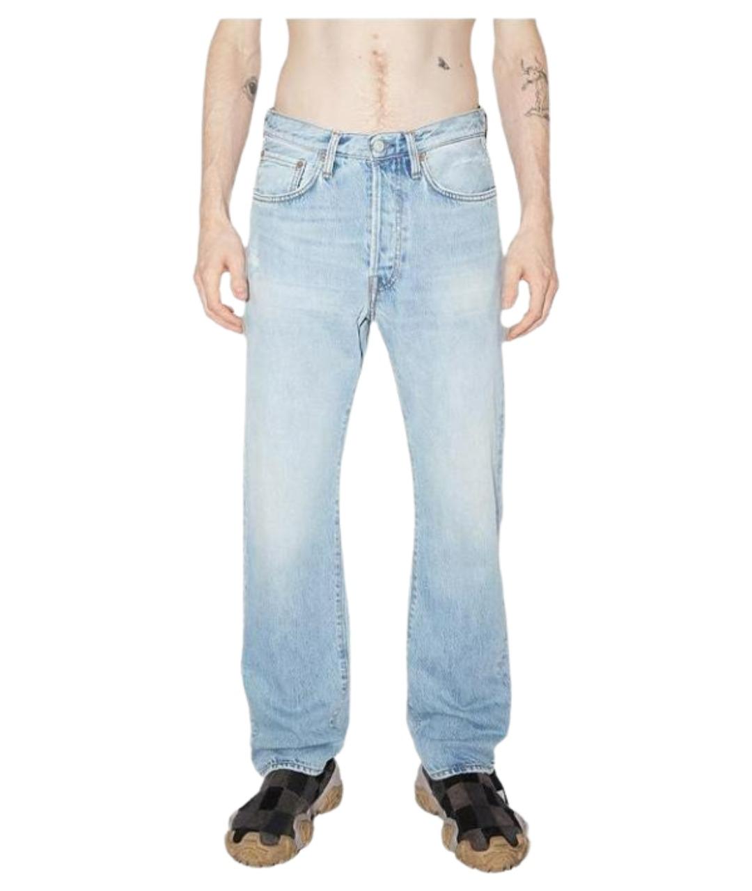 ACNE STUDIOS Голубые хлопковые прямые джинсы, фото 1