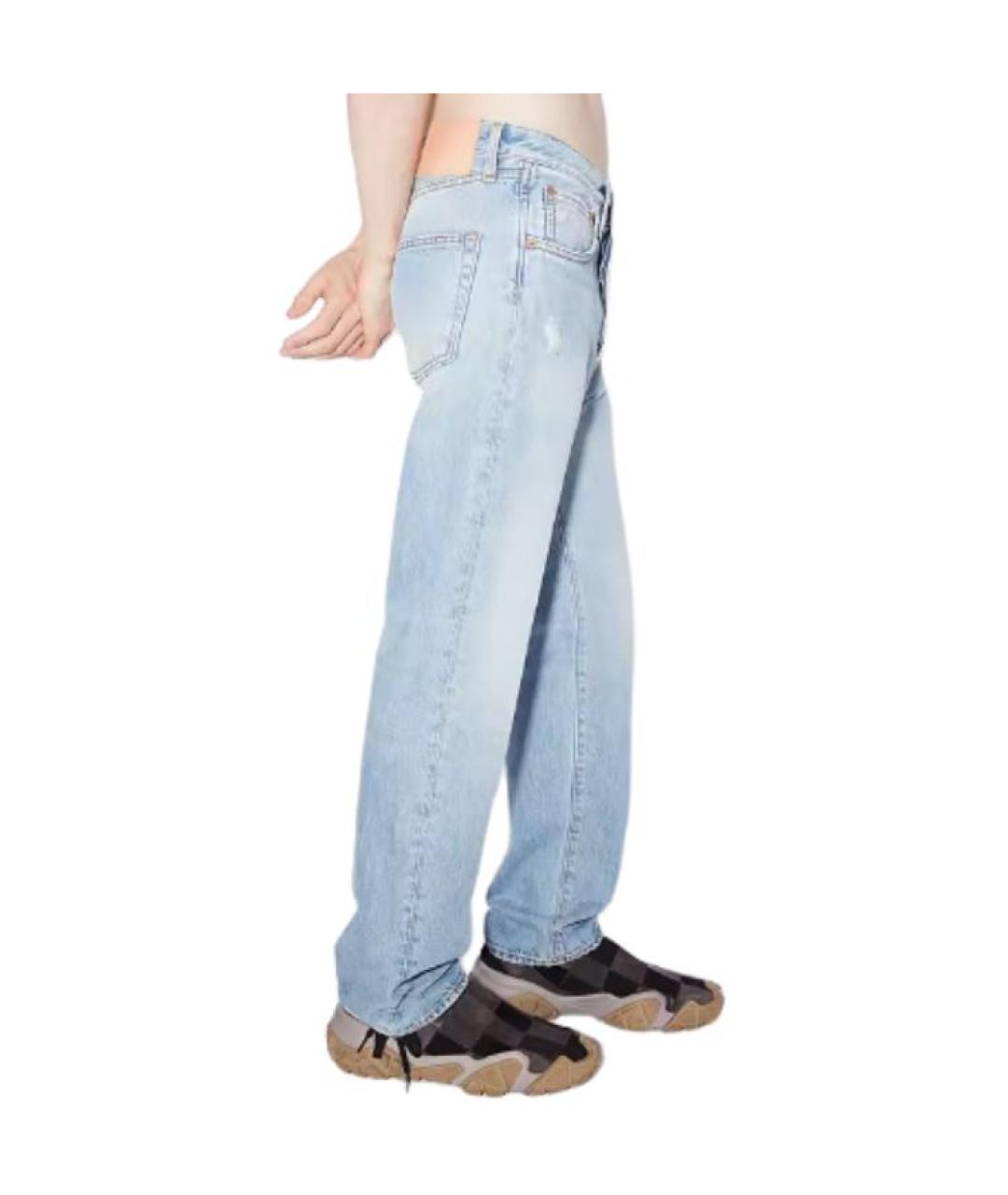 ACNE STUDIOS Голубые хлопковые прямые джинсы, фото 3