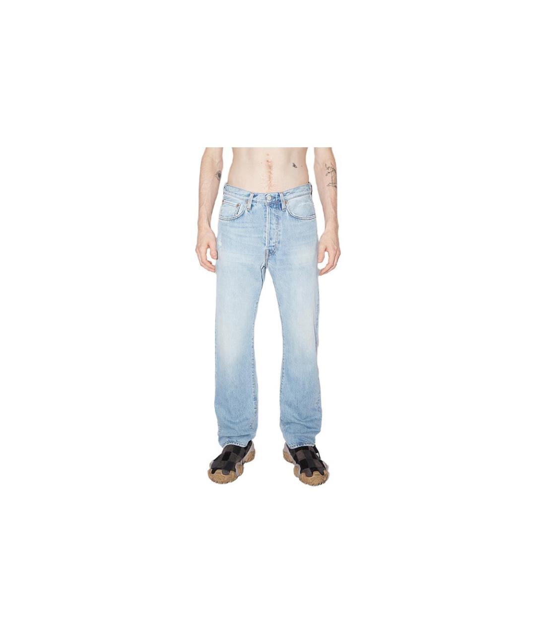 ACNE STUDIOS Голубые хлопковые прямые джинсы, фото 6