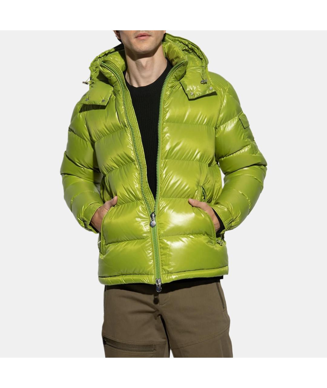 MONCLER Зеленый пуховик, фото 2