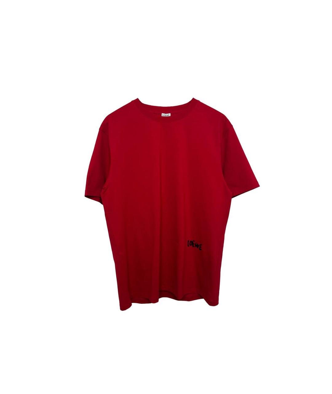 LOEWE Красная хлопковая футболка, фото 4