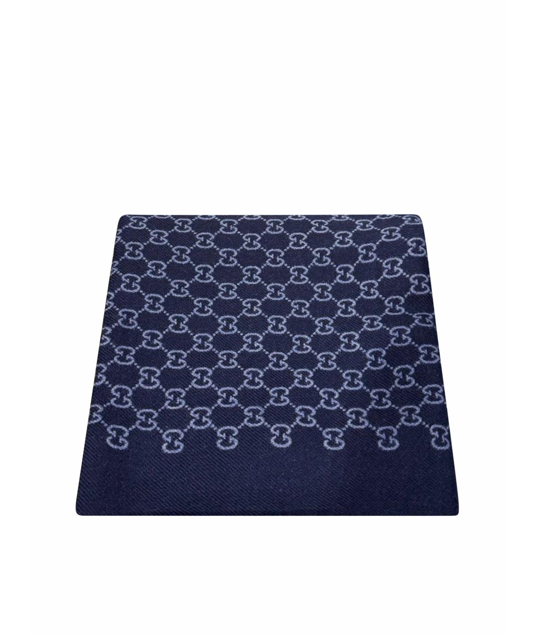 GUCCI Темно-синий шерстяной платок, фото 1