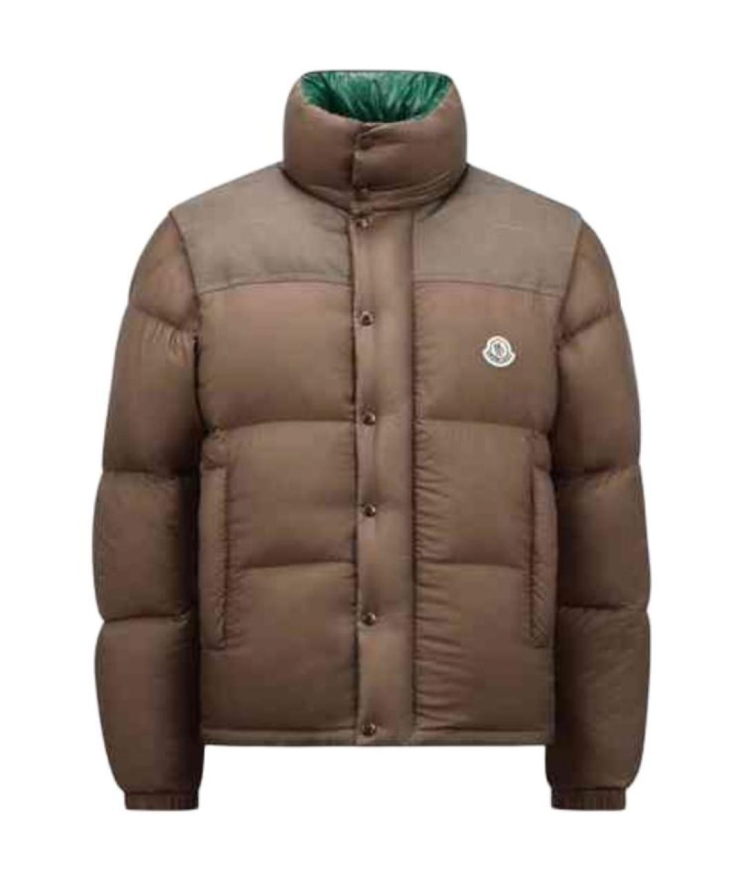 MONCLER Коричневый полиамидовый пуховик, фото 1