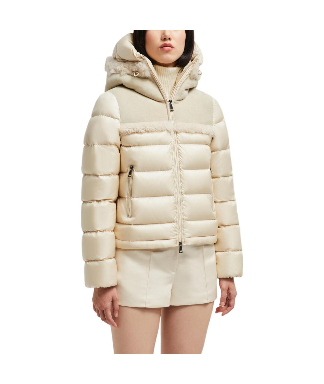 MONCLER Бежевая полиамидовая куртка, фото 2