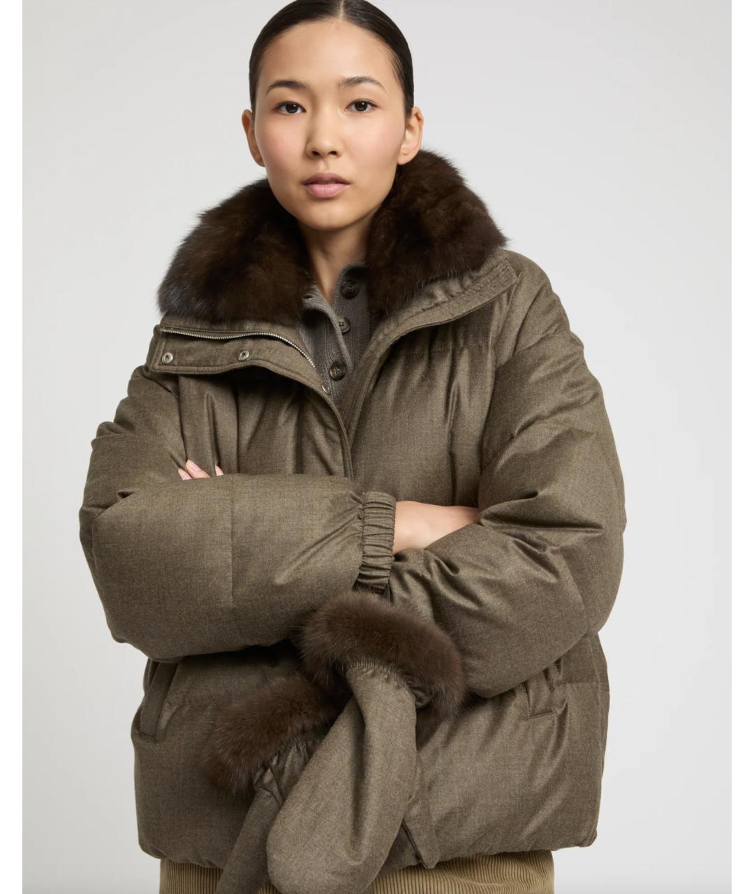 YVES SALOMON Хаки шерстяная куртка, фото 3