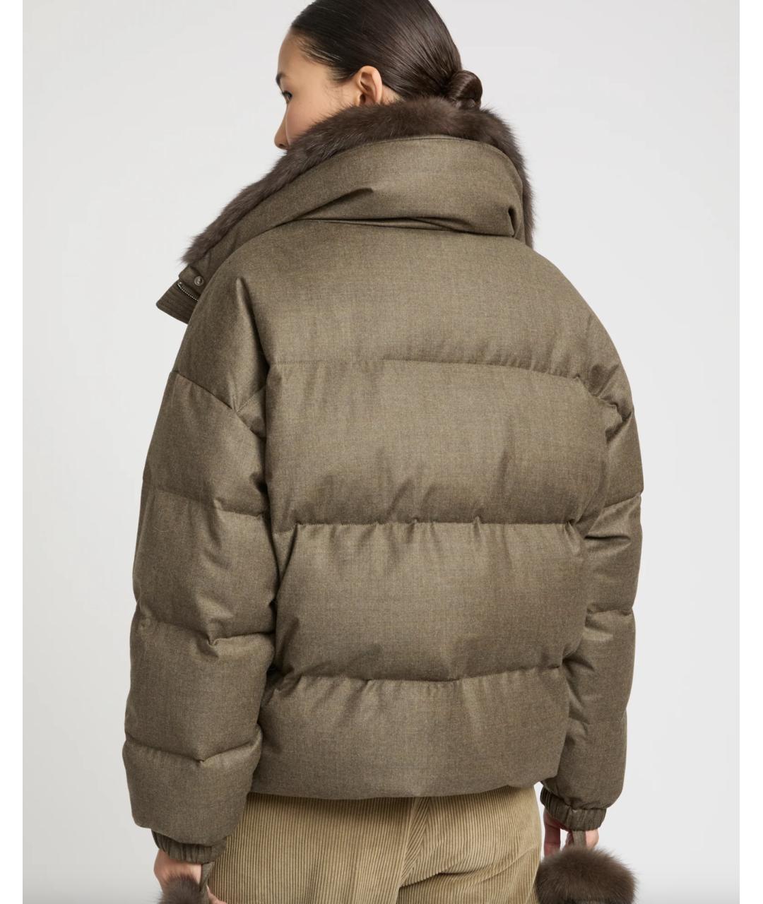 YVES SALOMON Хаки шерстяная куртка, фото 5