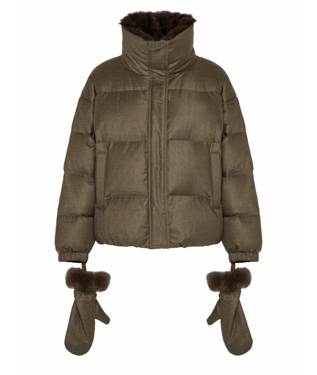 YVES SALOMON Хаки шерстяная куртка, фото 1