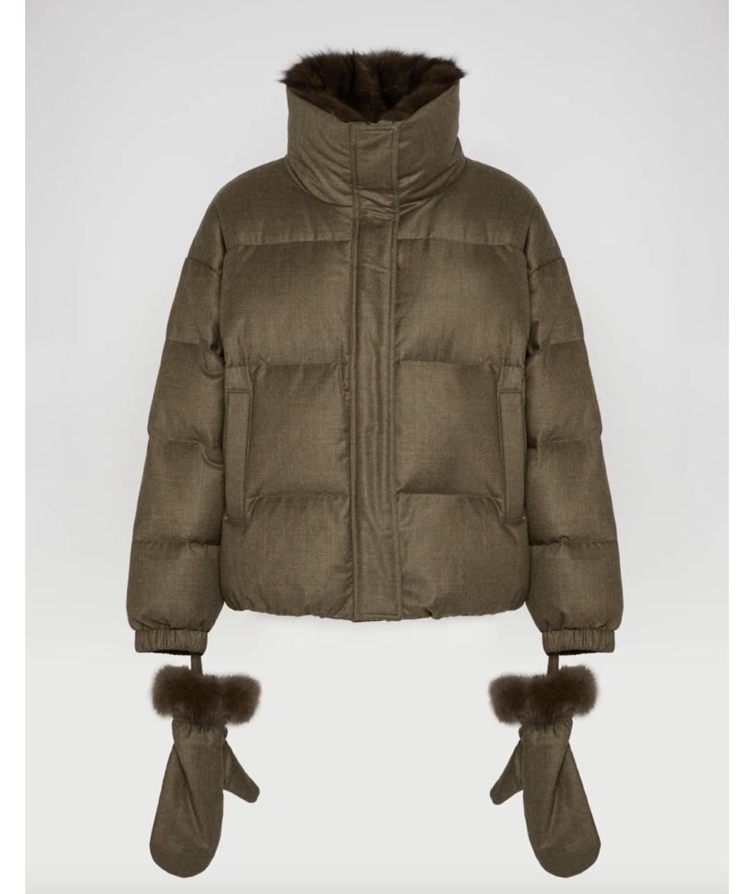 YVES SALOMON Хаки шерстяная куртка, фото 6