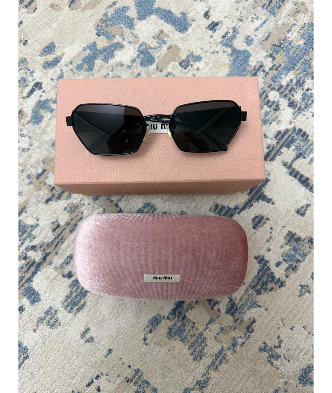 MIU MIU Черные металлические солнцезащитные очки, фото 7