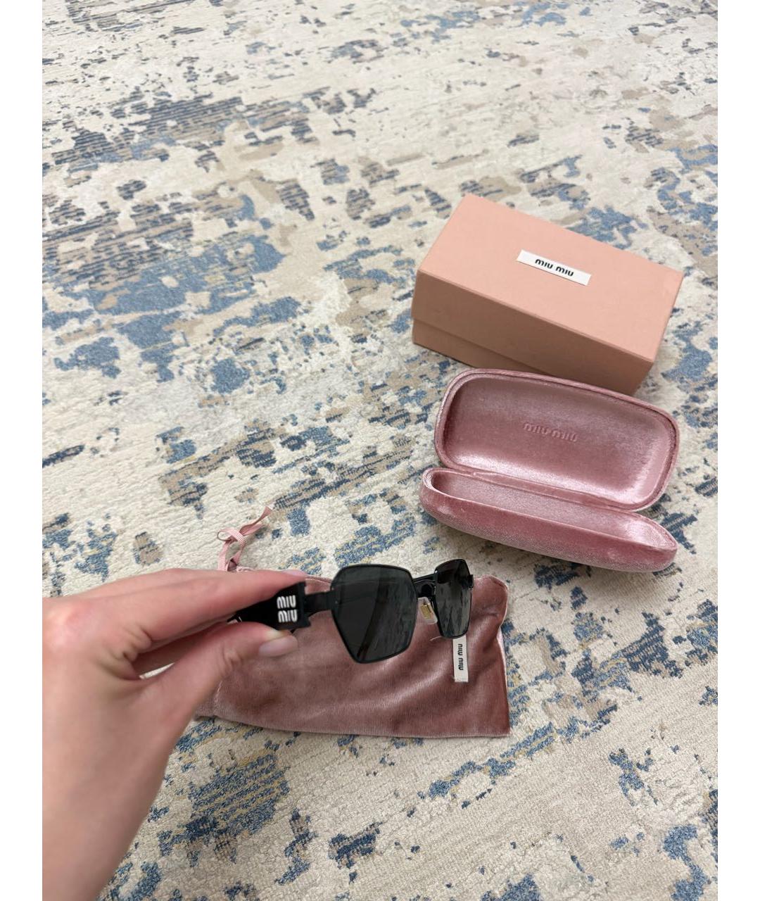 MIU MIU Черные металлические солнцезащитные очки, фото 2