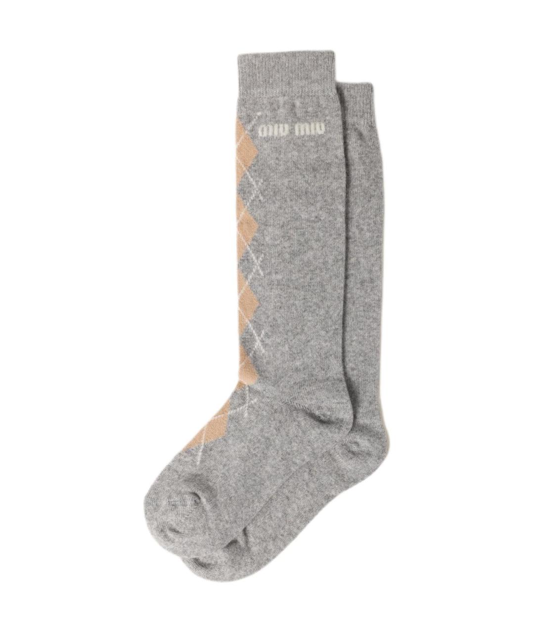 MIU MIU Серые носки, чулки и колготы, фото 1