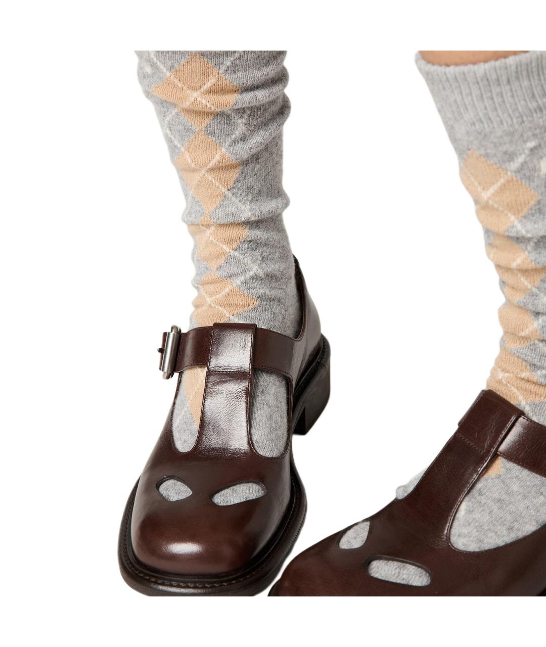 MIU MIU Серые носки, чулки и колготы, фото 2