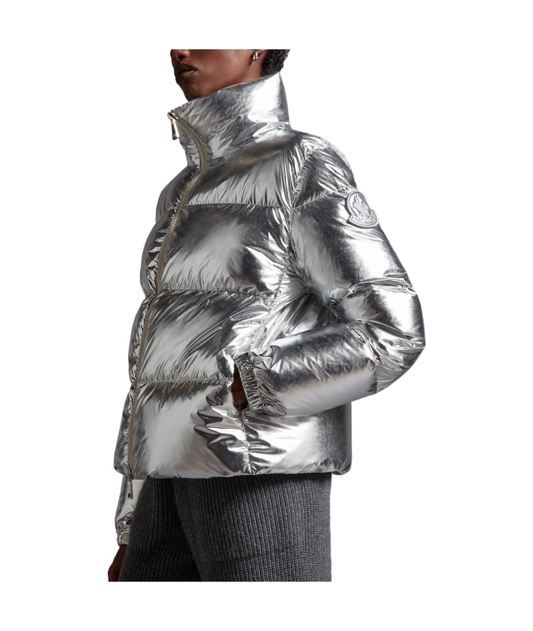 MONCLER Серебряная полиамидовая куртка, фото 4