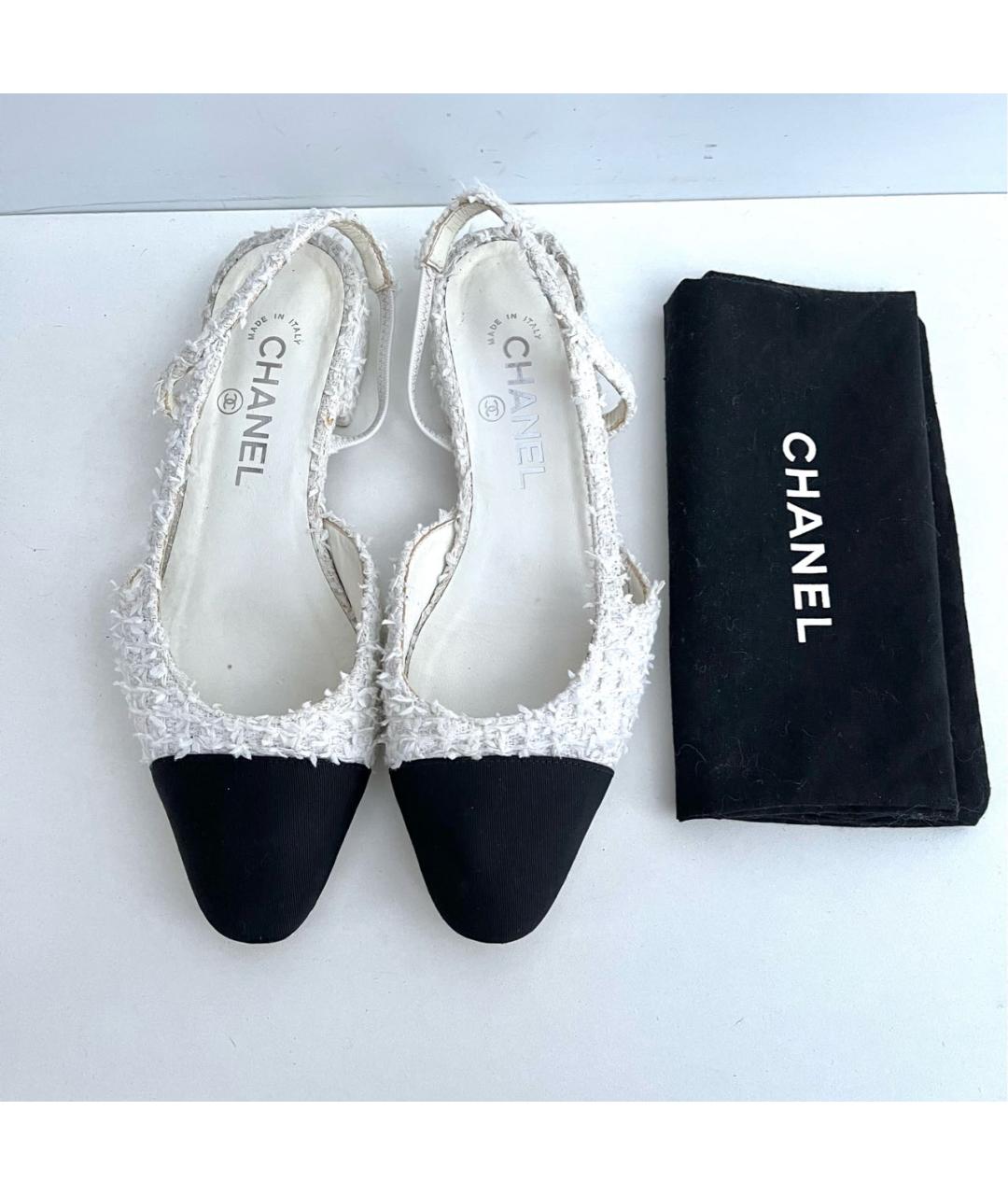 CHANEL Белые текстильные балетки, фото 2