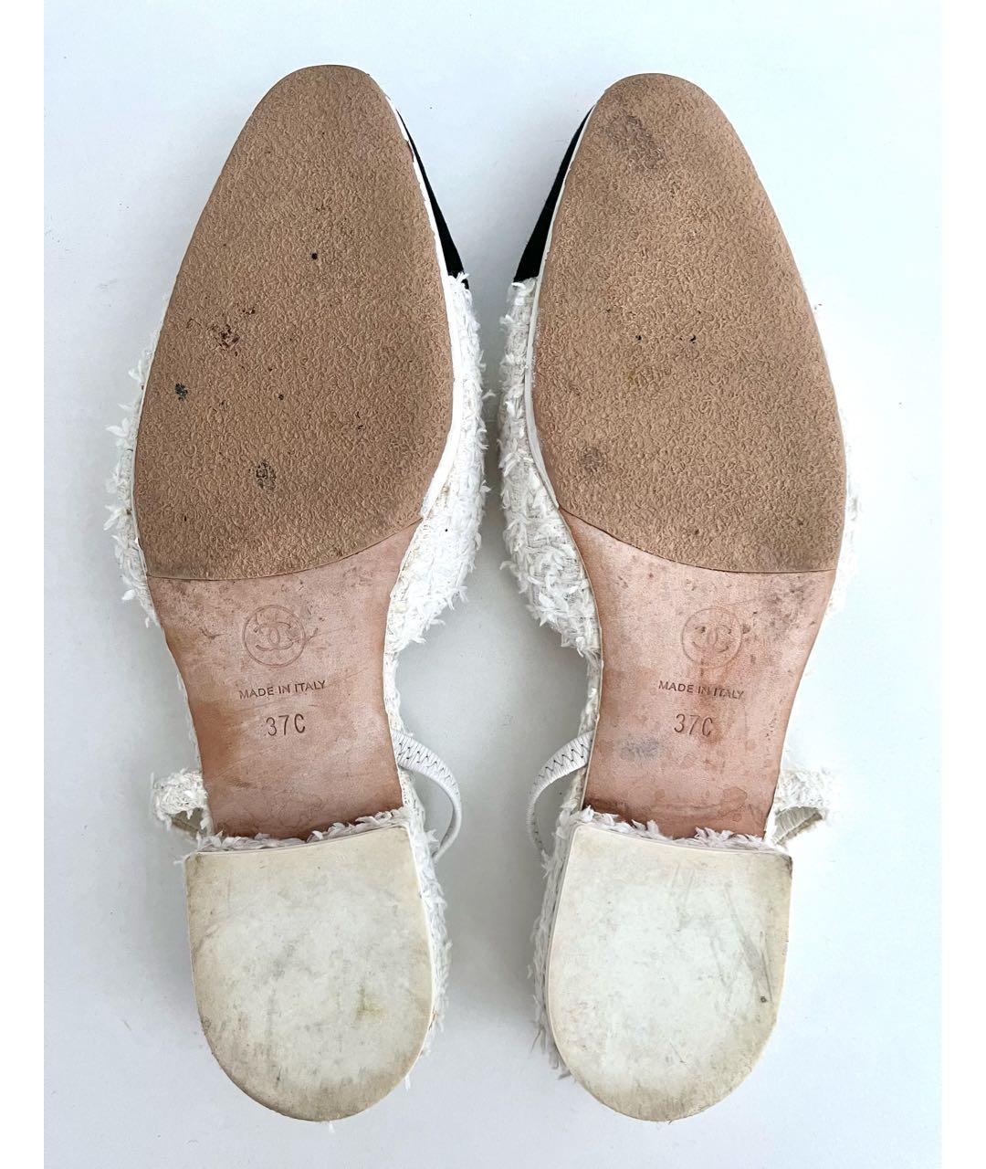 CHANEL Белые текстильные балетки, фото 3