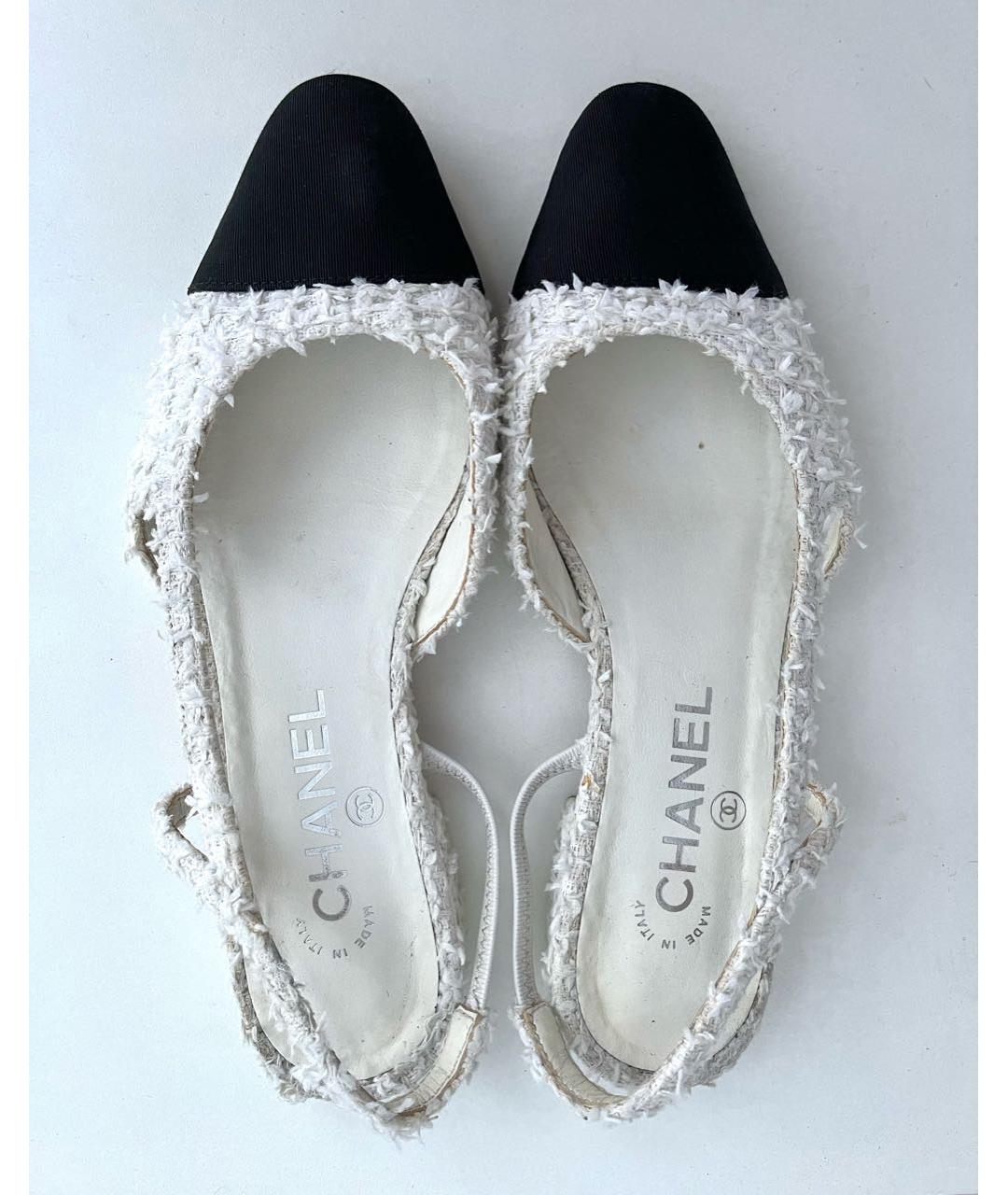 CHANEL Белые текстильные балетки, фото 7