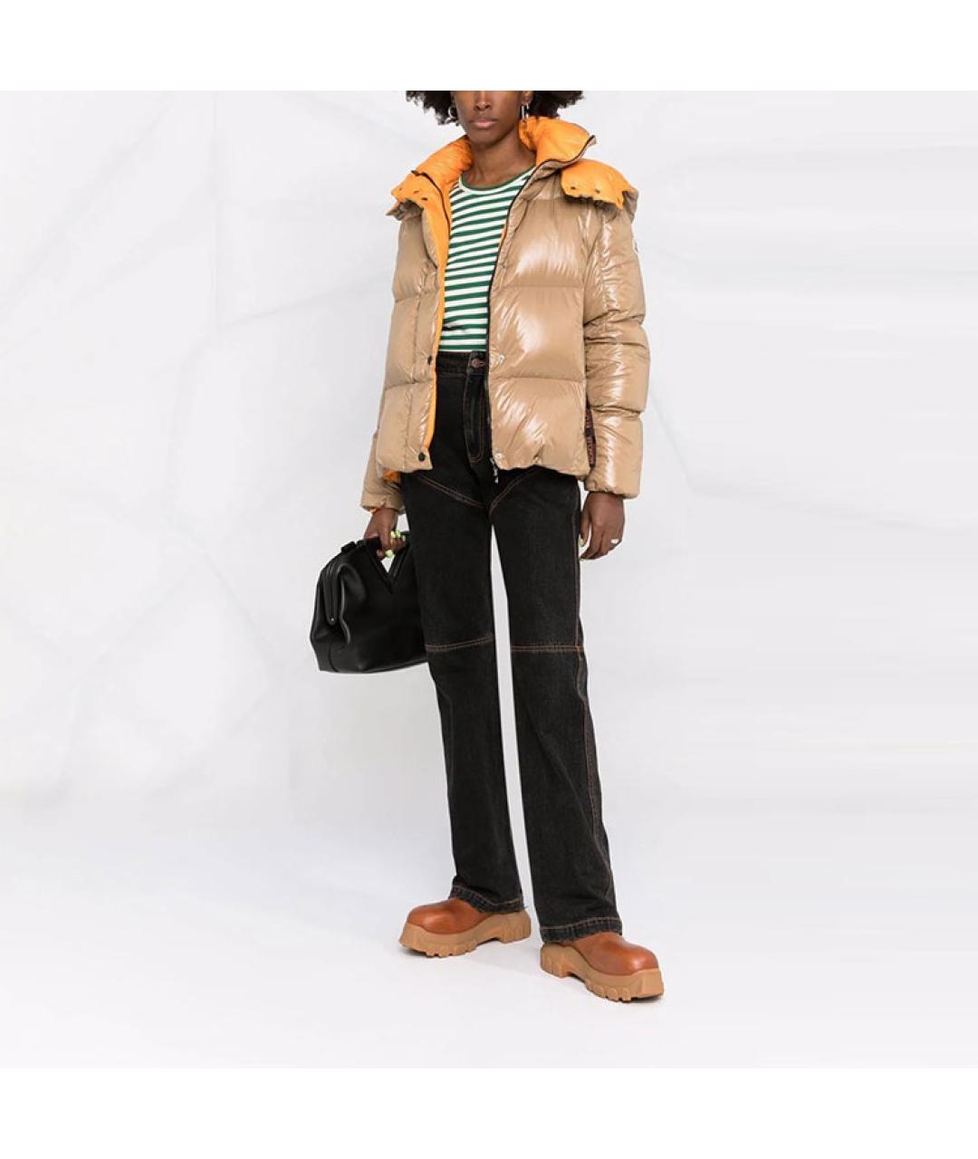 MONCLER Горчичная полиамидовая куртка, фото 4