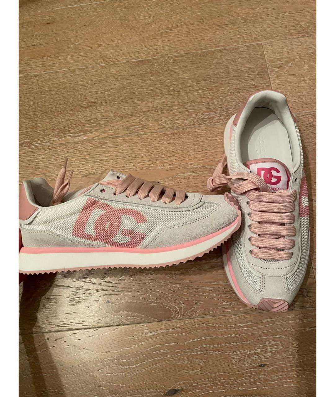 DOLCE&GABBANA Розовые текстильные кроссовки, фото 5