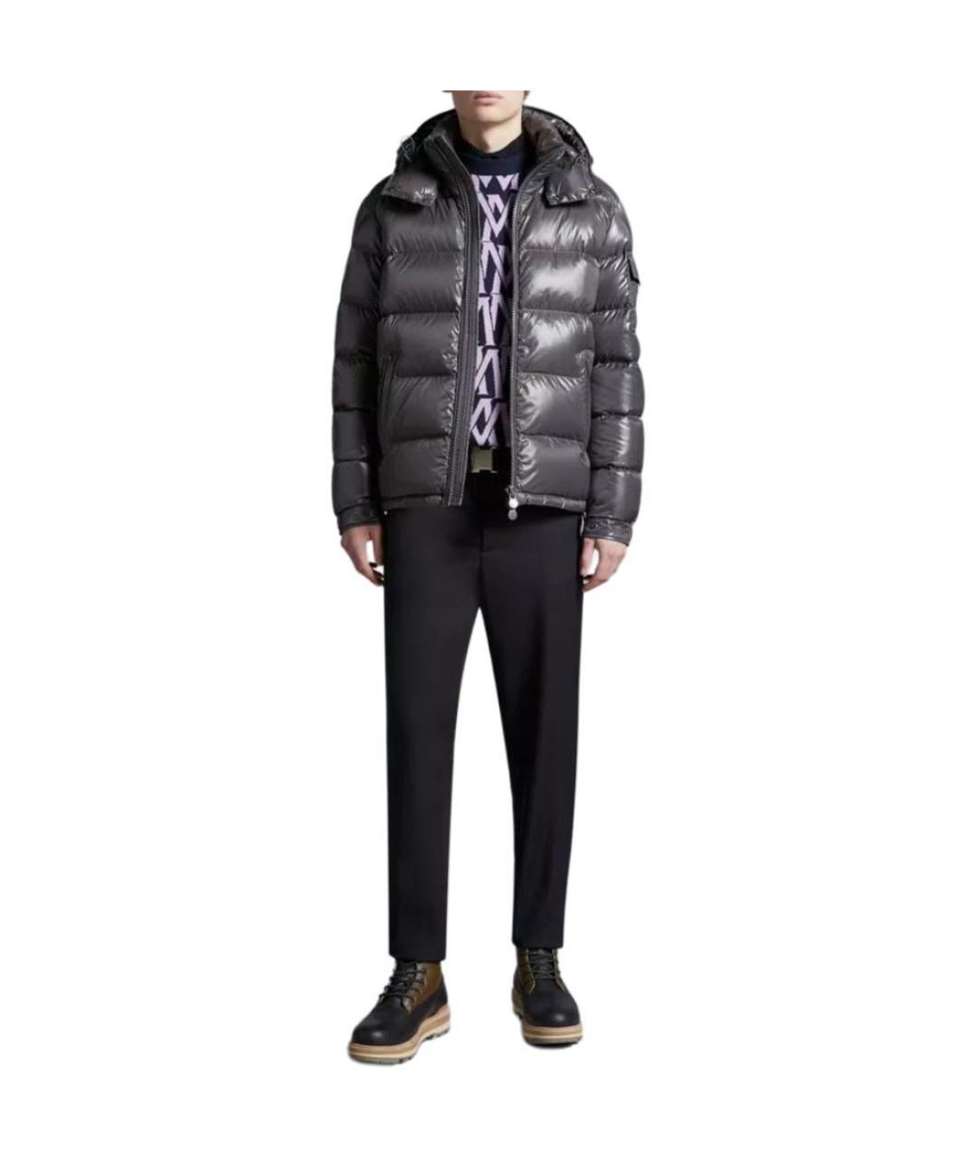 MONCLER Серый полиамидовый пуховик, фото 4