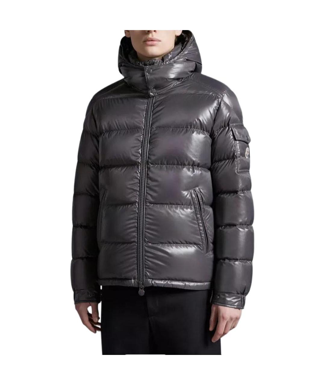 MONCLER Серый полиамидовый пуховик, фото 3