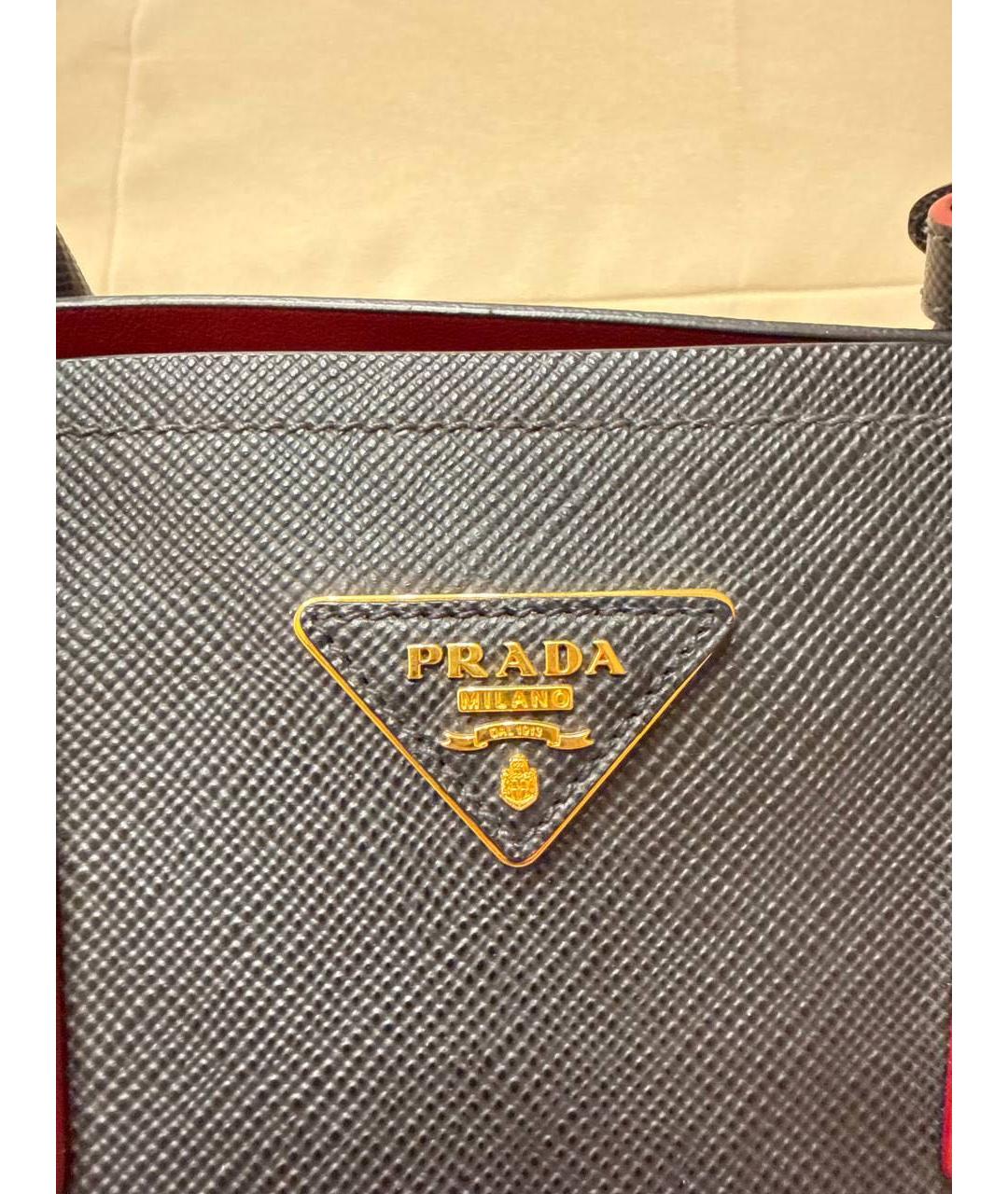 PRADA Черная кожаная сумка тоут, фото 3