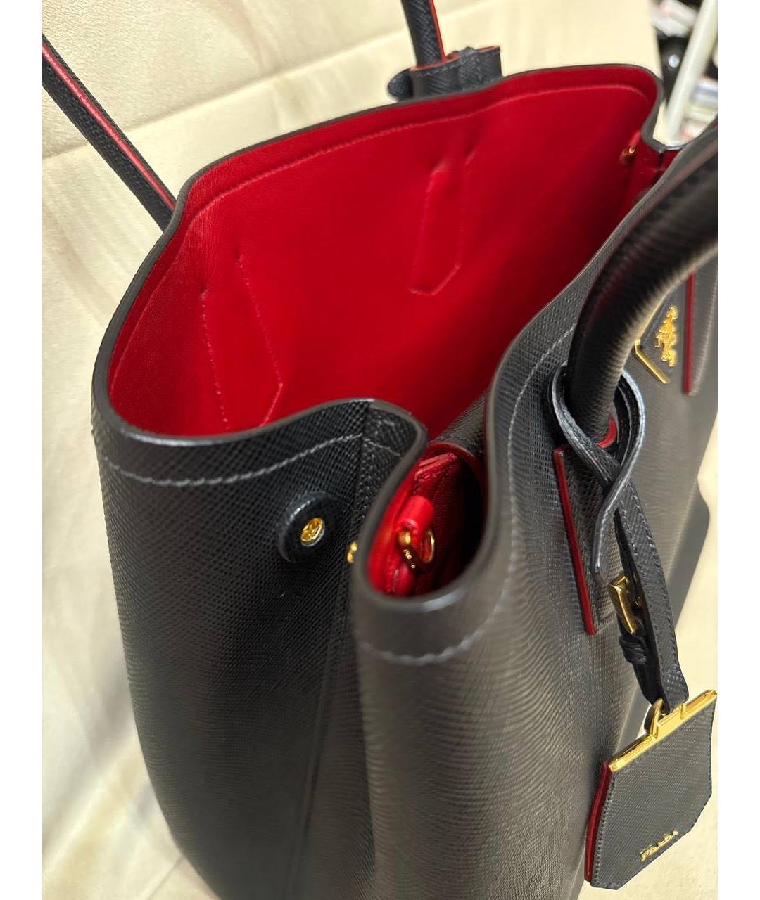 PRADA Черная кожаная сумка тоут, фото 7