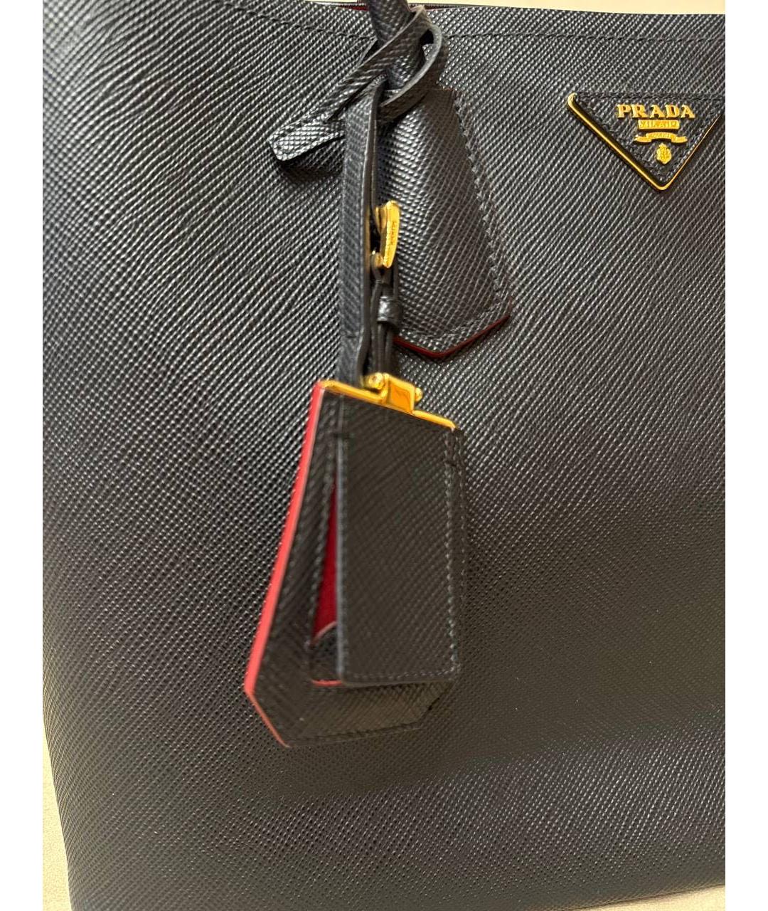 PRADA Черная кожаная сумка тоут, фото 4