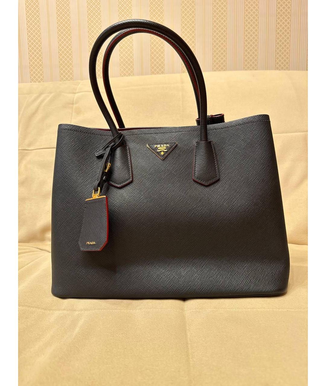 PRADA Черная кожаная сумка тоут, фото 8