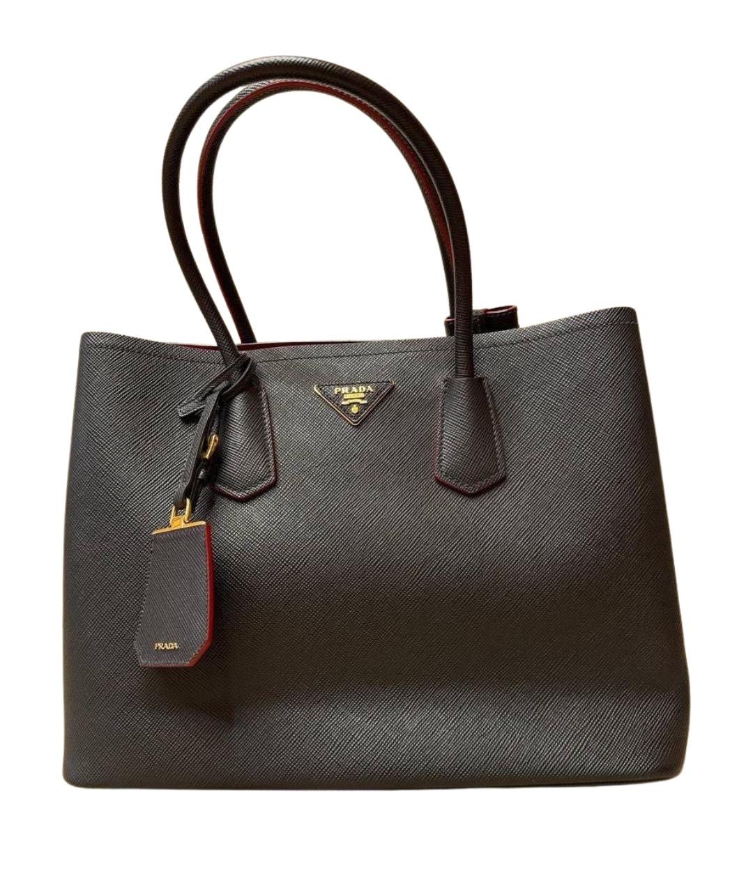 PRADA Черная кожаная сумка тоут, фото 1